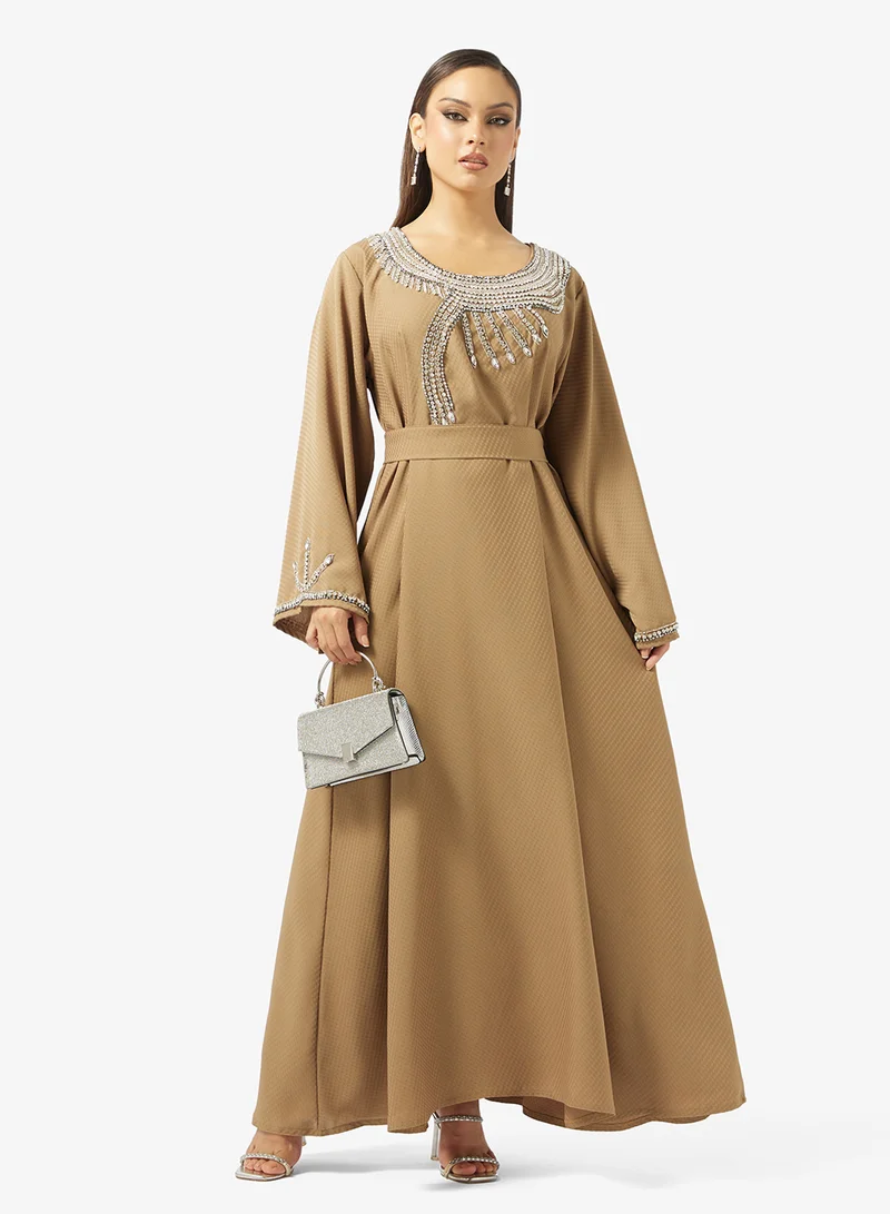 hayas closet  Embellished Belted Jalabiya for Women | Best Price UAE